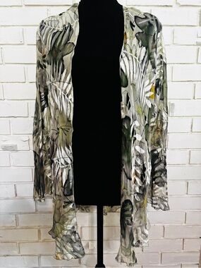Simply Silk Open Front Cardigan Sheer Watercolor Fairycore Ethereal Sz Small